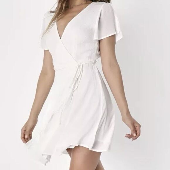 Lulus Harbor Point White Wrap Dress XS - Picture 1 of 9